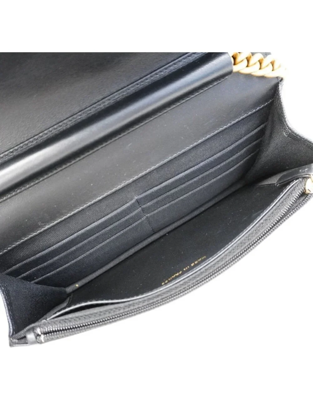 Chanel Shoulder Wallet Boy Caviar Leather Black Gold